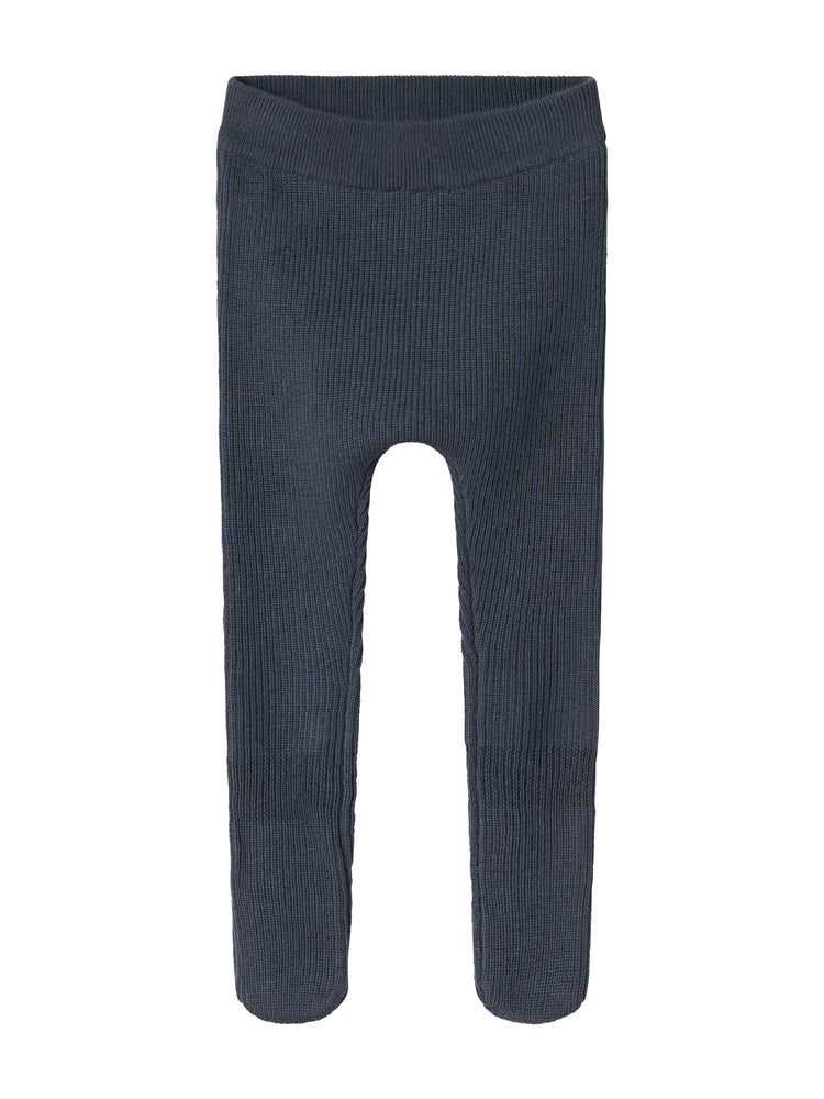 set knit wool wrap button top and footie pants with beanie - blue