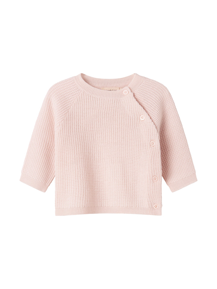 set knit wool wrap button top and footie pants with beanie and blanket - rose quartz