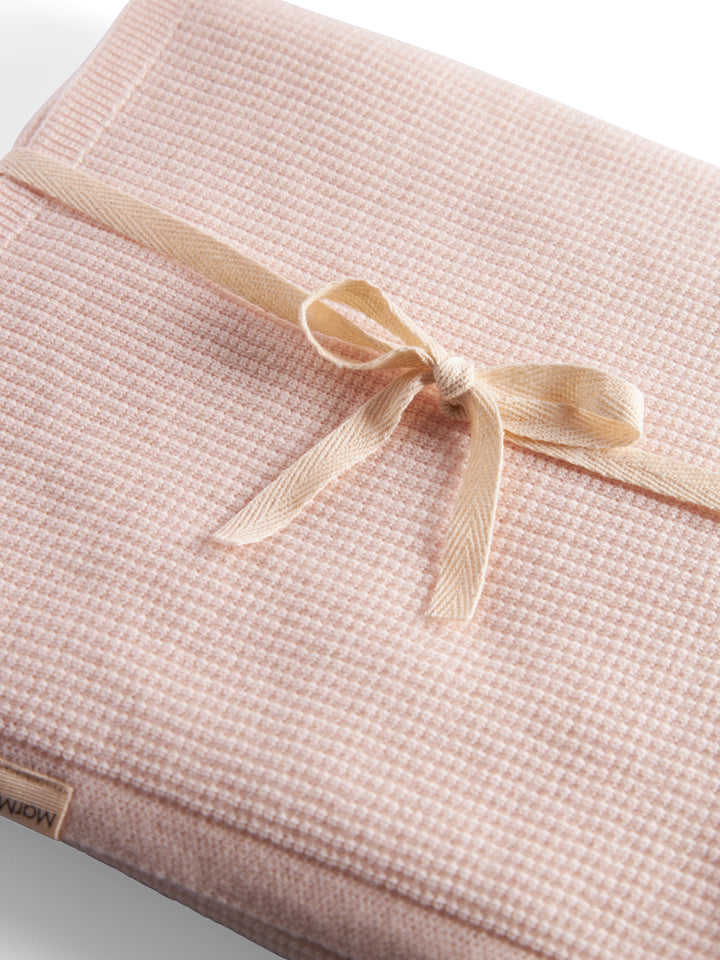 set knit wool wrap button top and footie pants with beanie and blanket - rose quartz