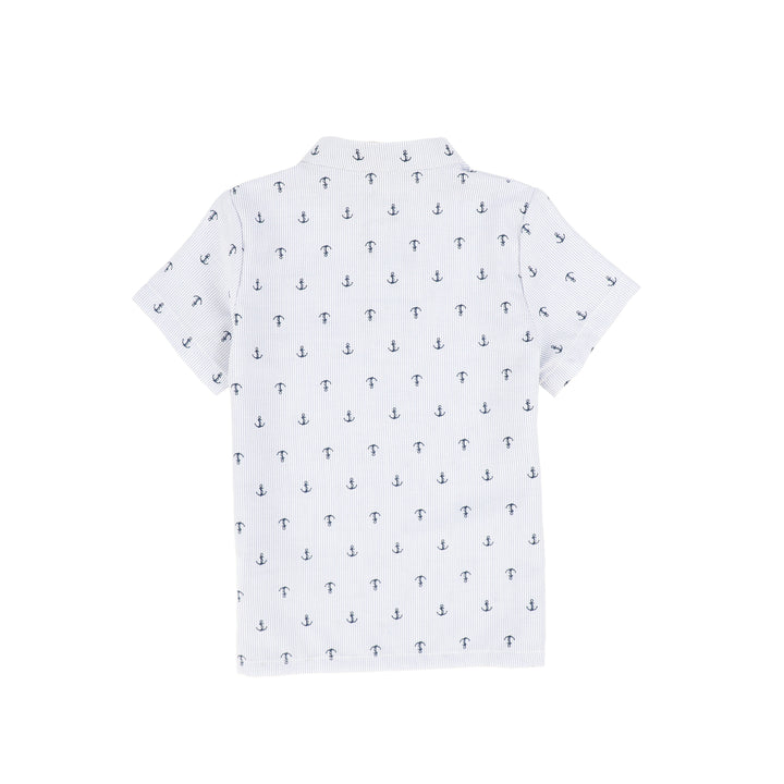 shirt s/s anchor seersucker - blue