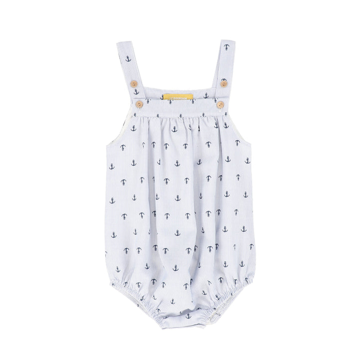 one piece seersucker anchor bubble - blue