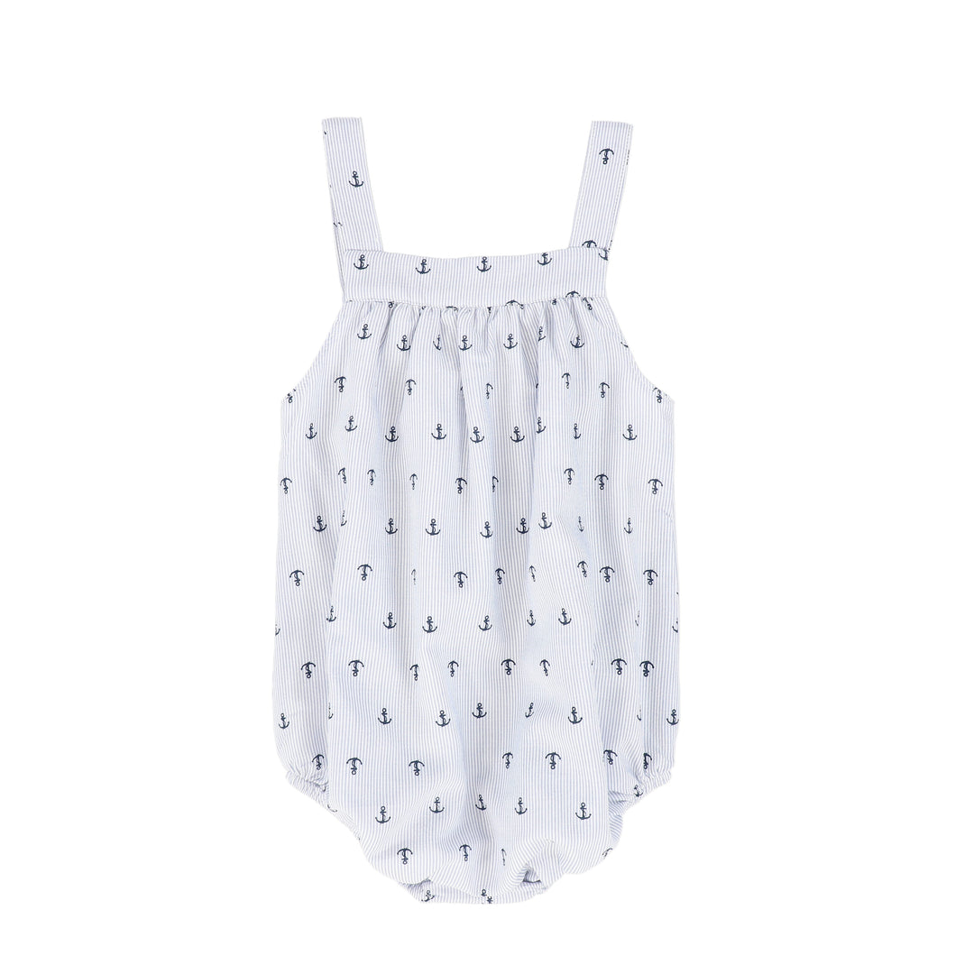 one piece seersucker anchor bubble - blue