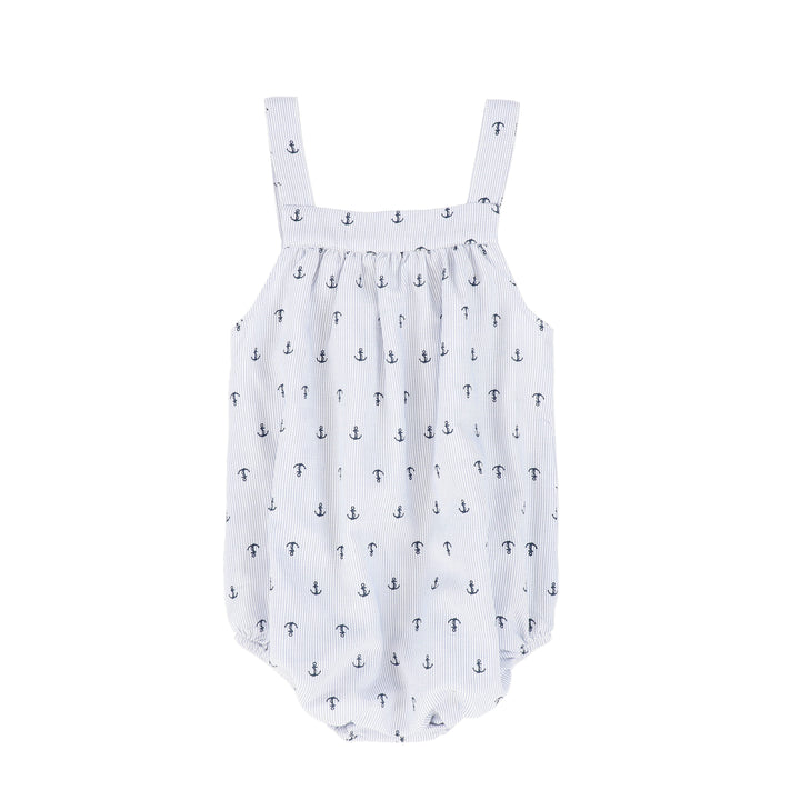 one piece seersucker anchor bubble - blue