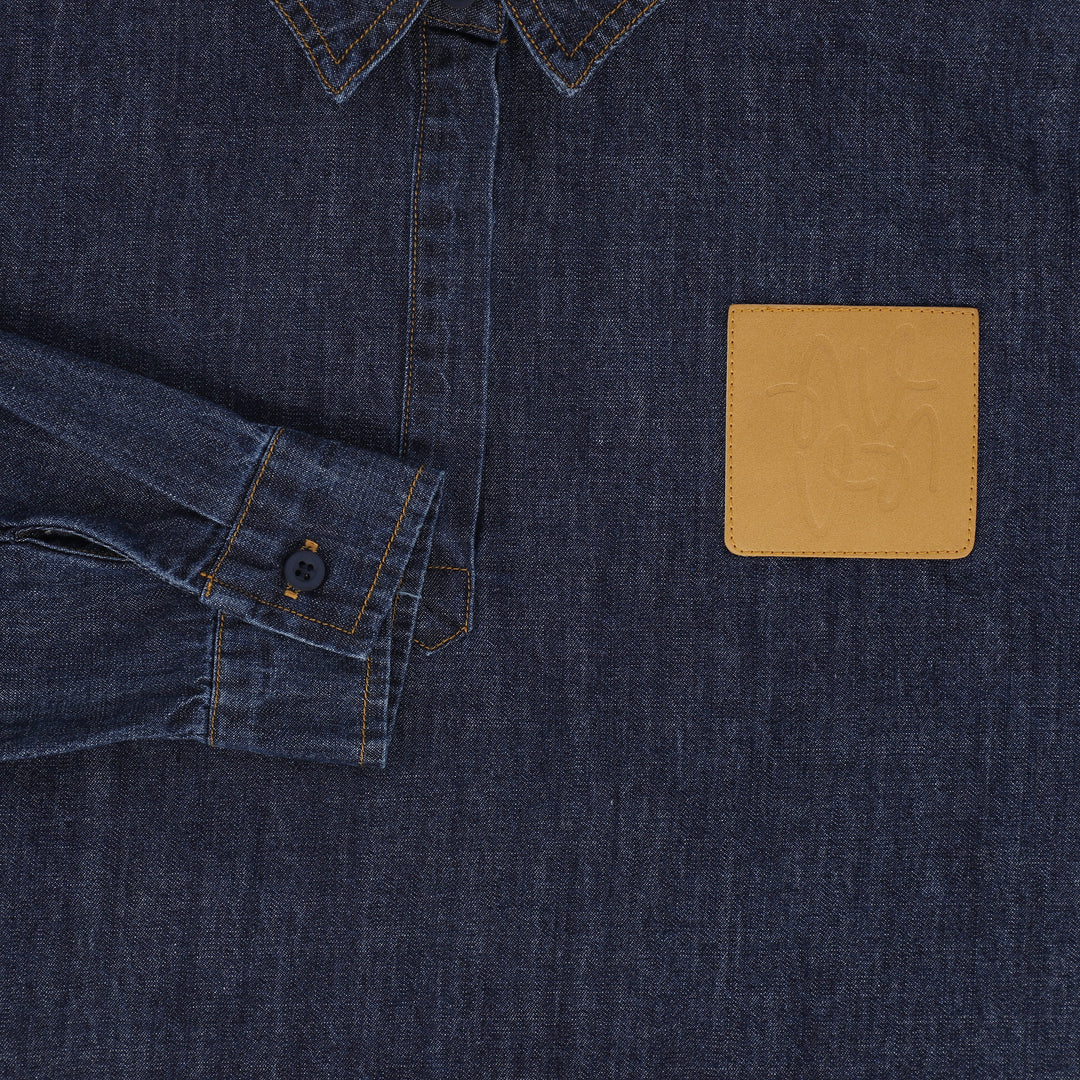 shirt l/s color stitch patch - denim