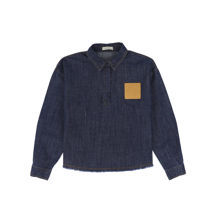 shirt l/s color stitch patch - denim