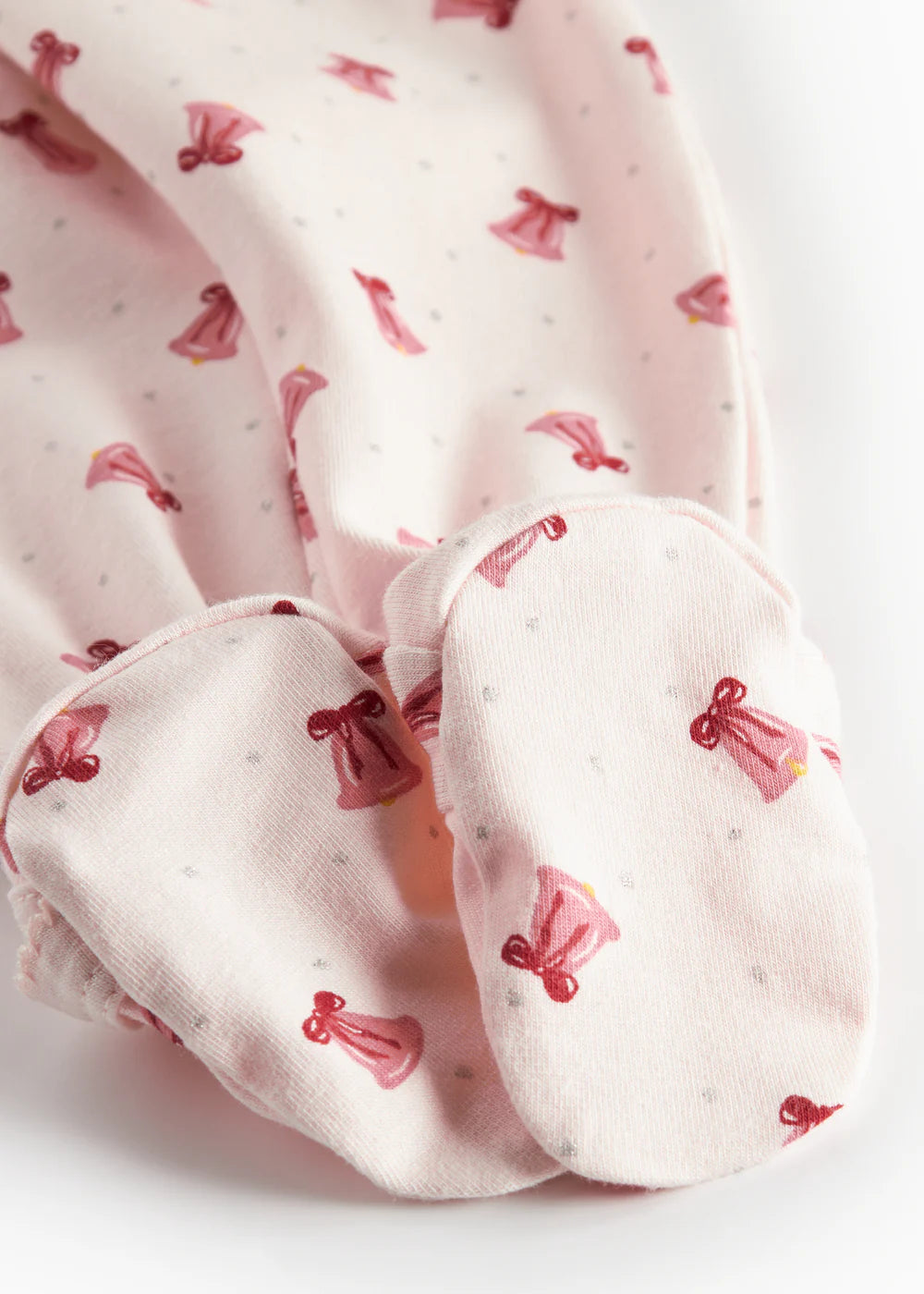 footie printed wrap with beanie - bells