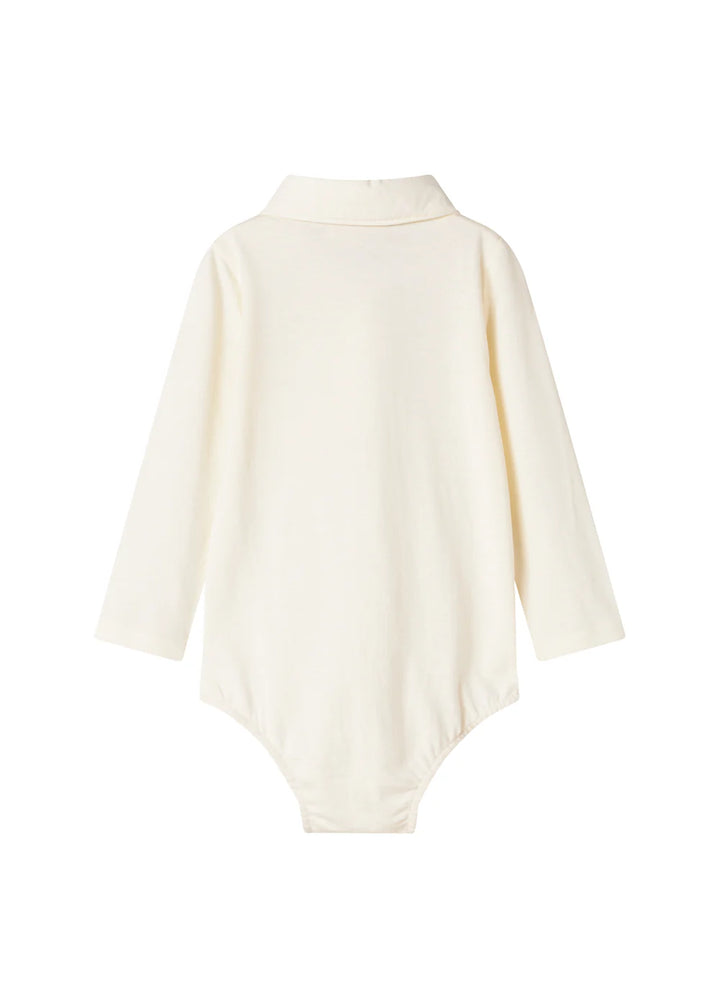 onesie l/s with collar - gentle white