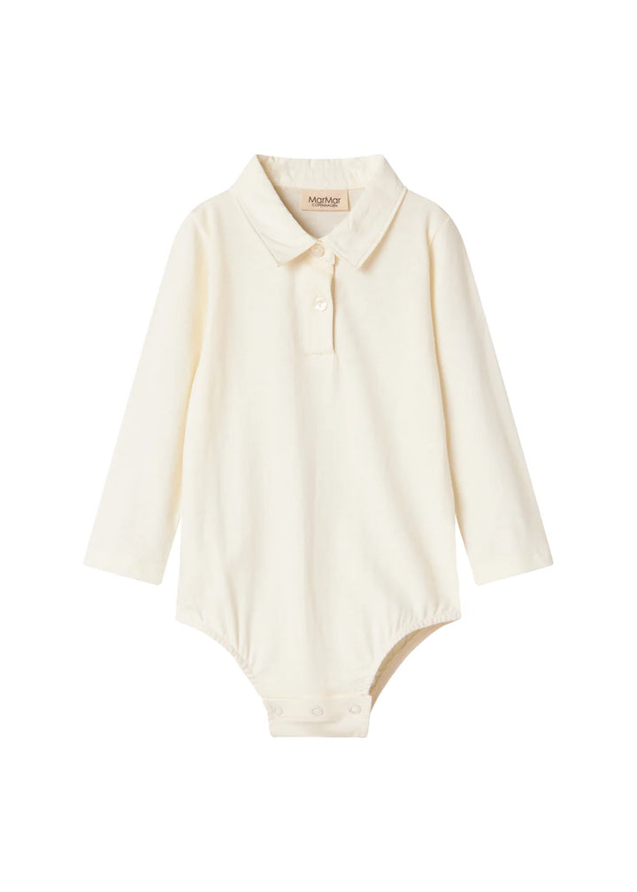onesie l/s with collar - gentle white