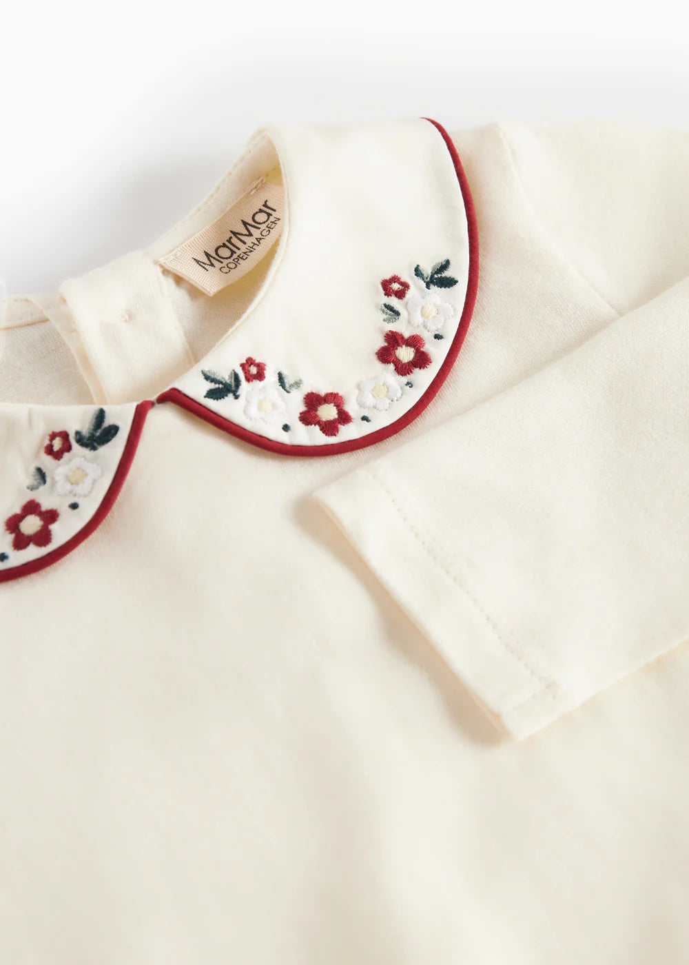 onesie l/s with embroidered collar - gentle white