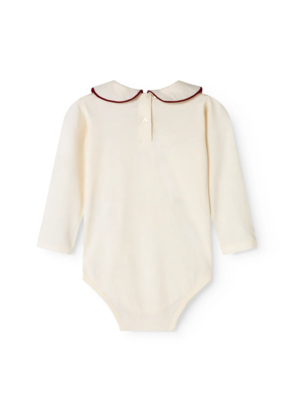 onesie l/s with embroidered collar - gentle white