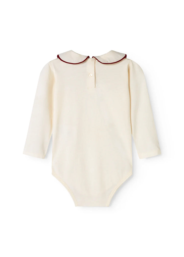 onesie l/s with embroidered collar - gentle white
