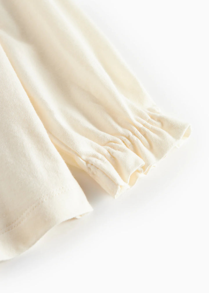 top l/s embroidered collar - gentle white