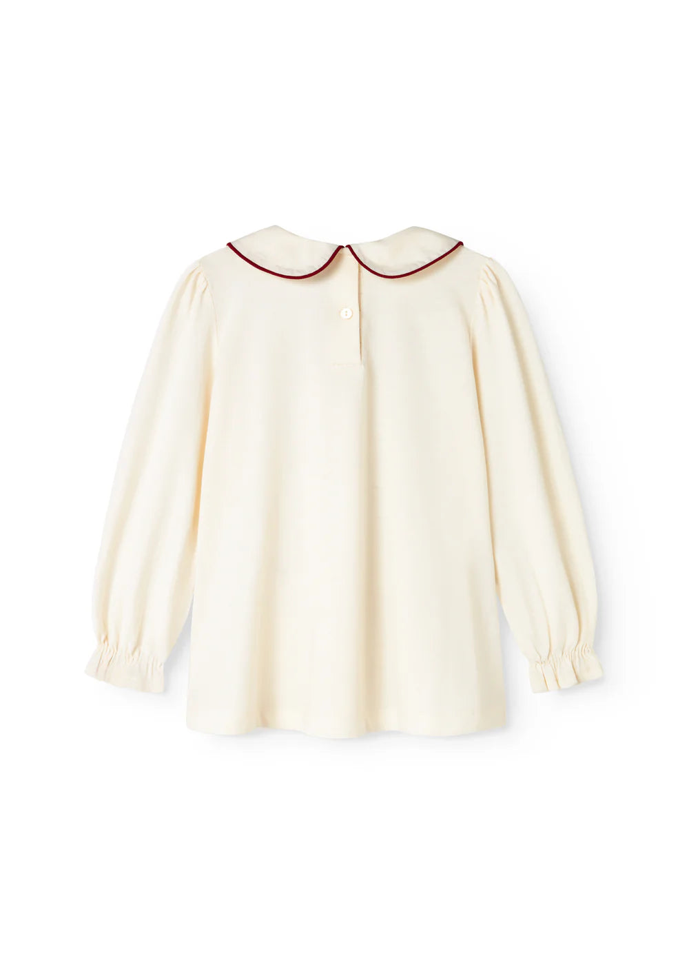 top l/s embroidered collar - gentle white