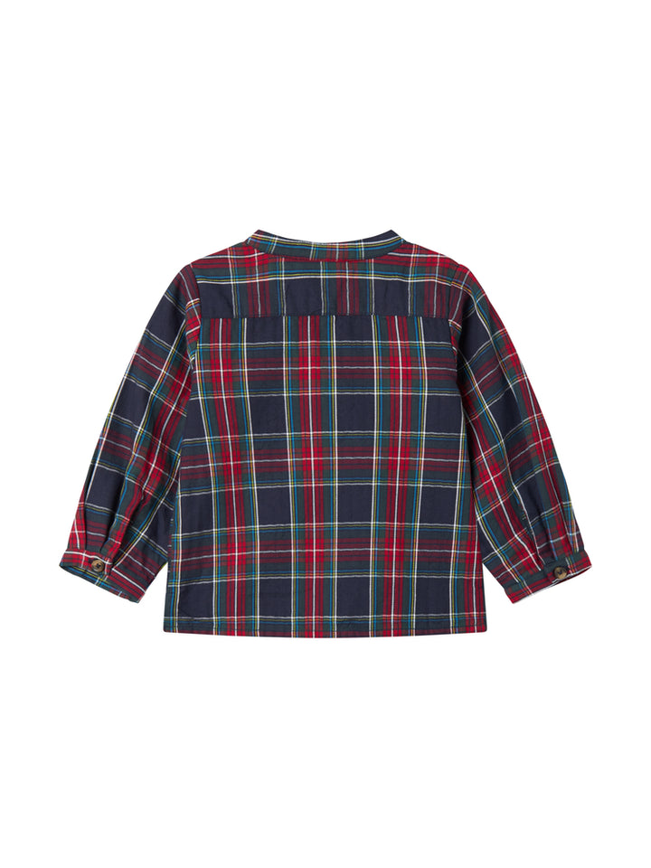 shirt l/s plaid henley - pilot navy check