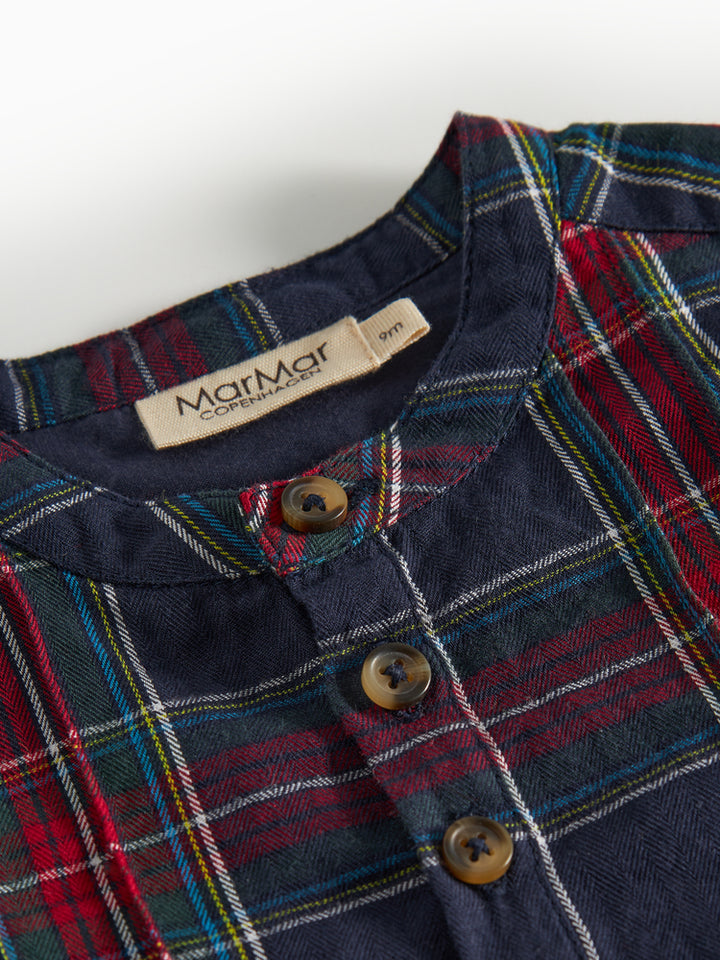 shirt l/s plaid henley - pilot navy check