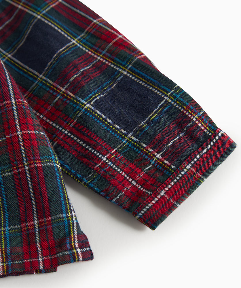 shirt l/s plaid henley - pilot navy check