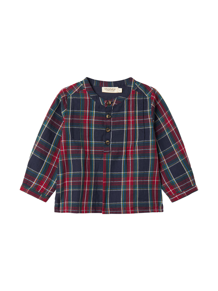 shirt l/s plaid henley - pilot navy check