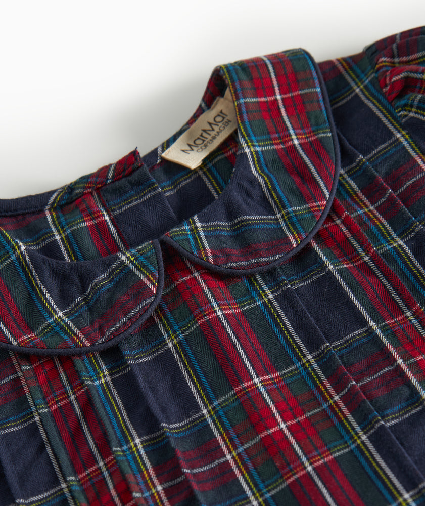 dress plaid tie back with collar - pilot navy check