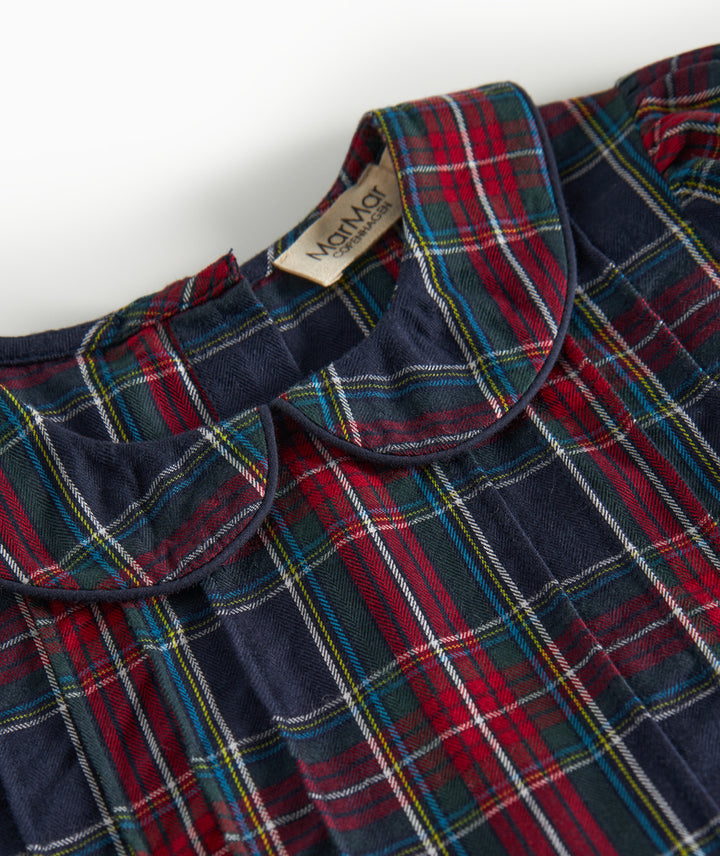 dress plaid tie back with collar - pilot navy check