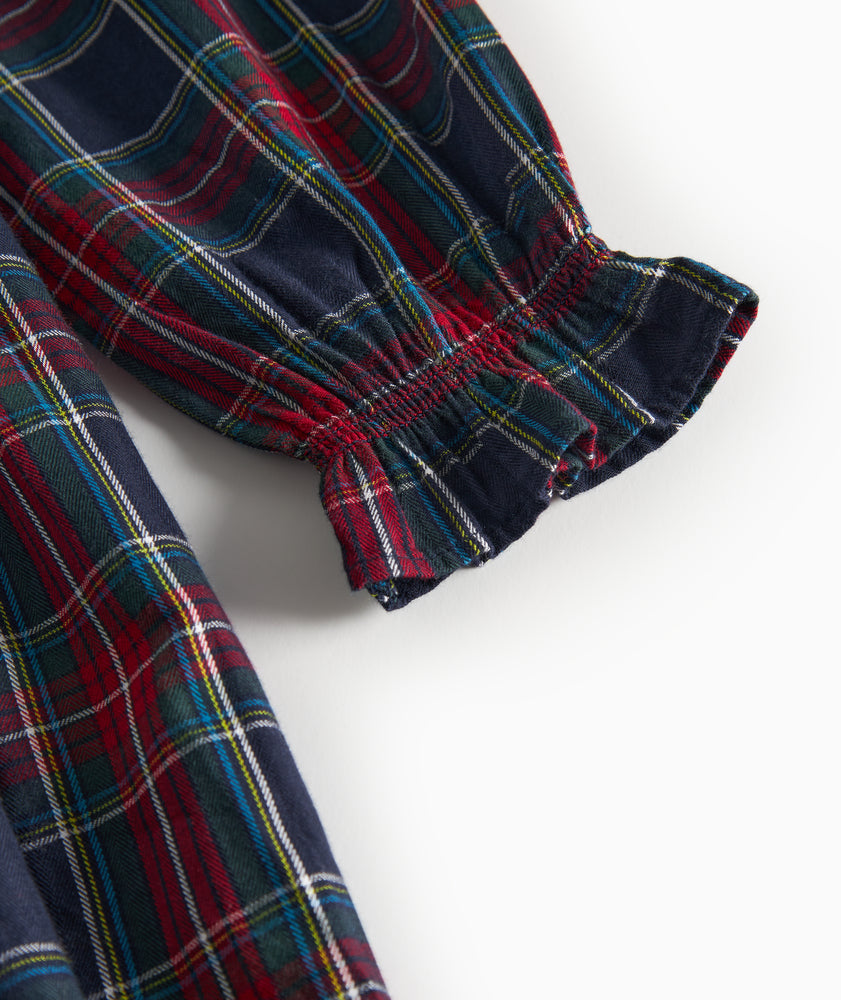 dress plaid tie back with collar - pilot navy check