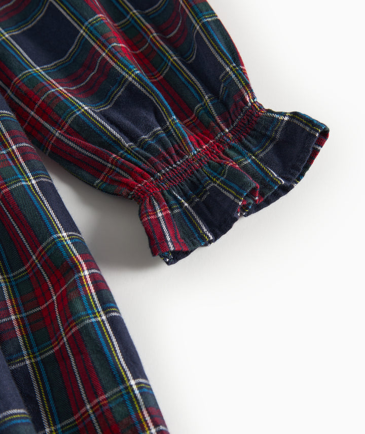 dress plaid tie back with collar - pilot navy check