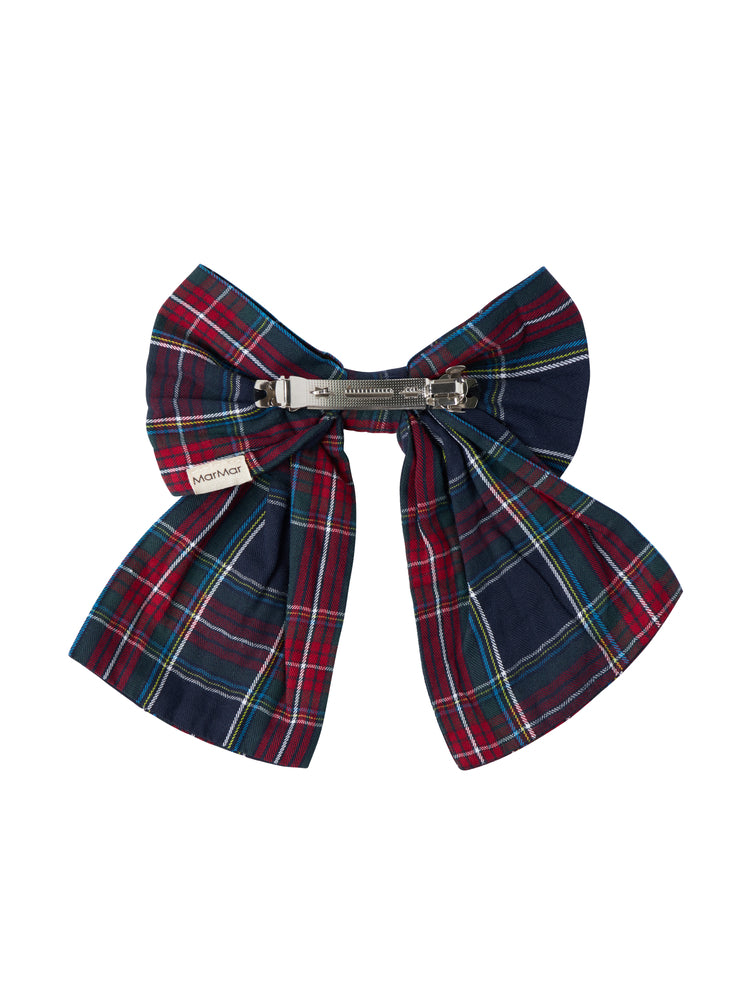 clip plaid bow - pilot navy check