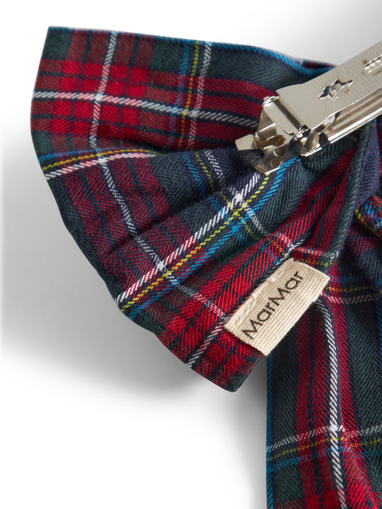clip plaid bow - pilot navy check