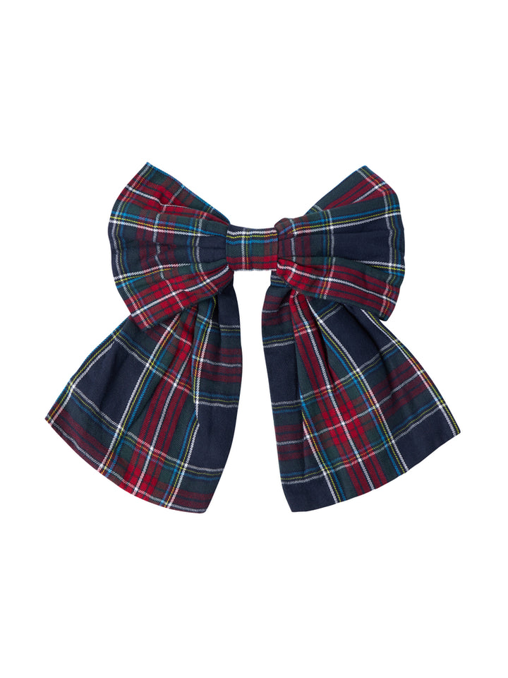 clip plaid bow - pilot navy check