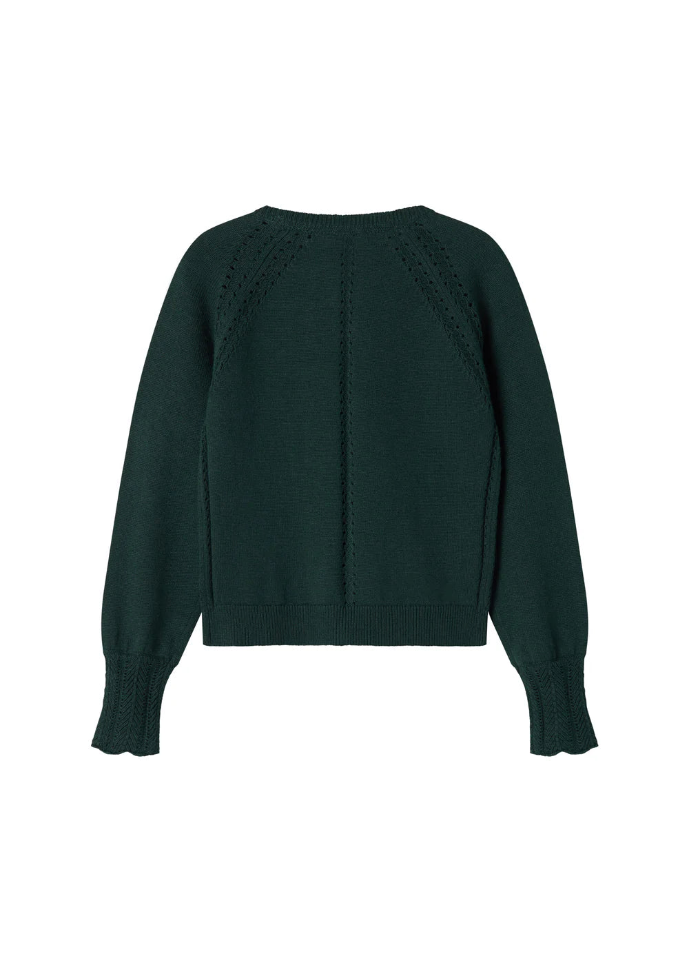 top l/s knitted lace cardigan - dark leaf