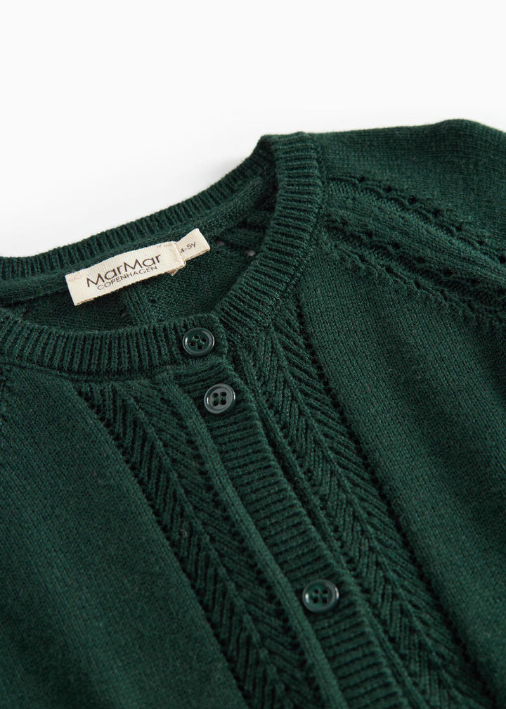 top l/s knitted lace cardigan - dark leaf