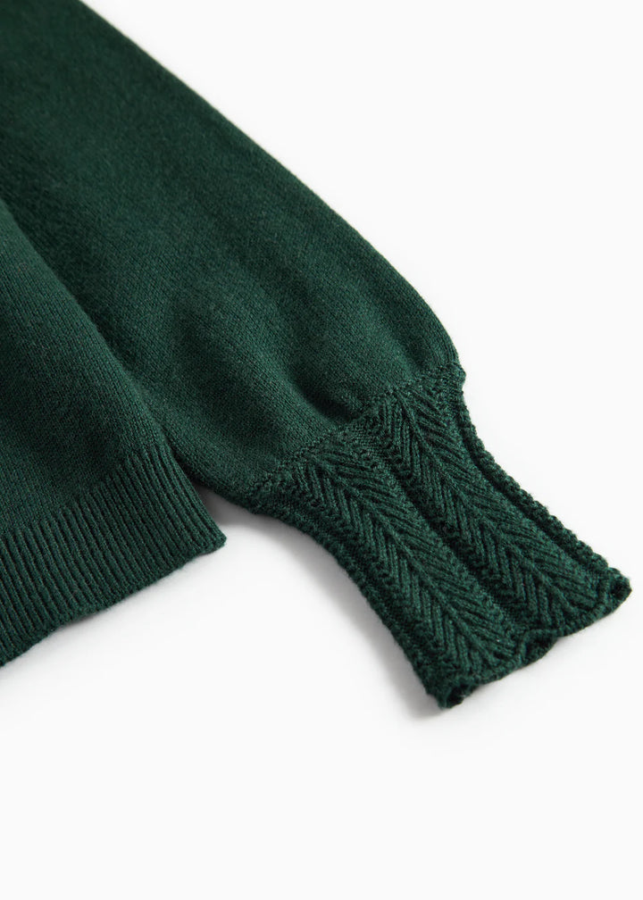 top l/s knitted lace cardigan - dark leaf