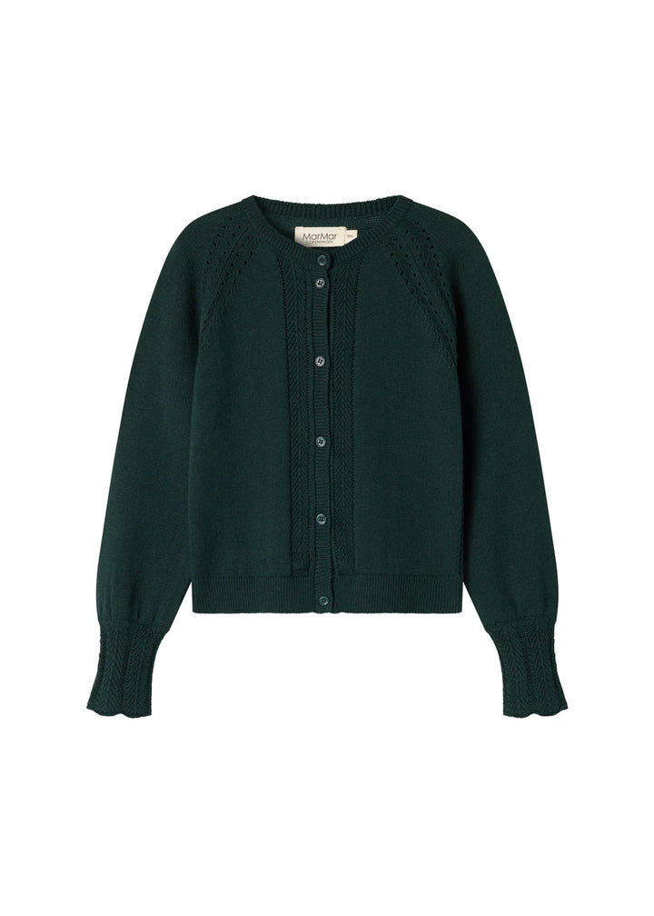 top l/s knitted lace cardigan - dark leaf