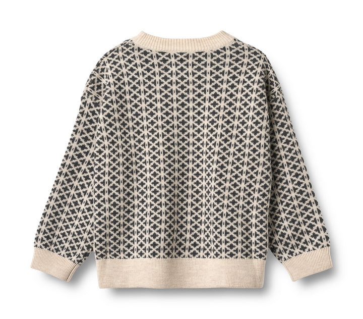 top l/s jacquard pullover elias sweater - warm sand melange