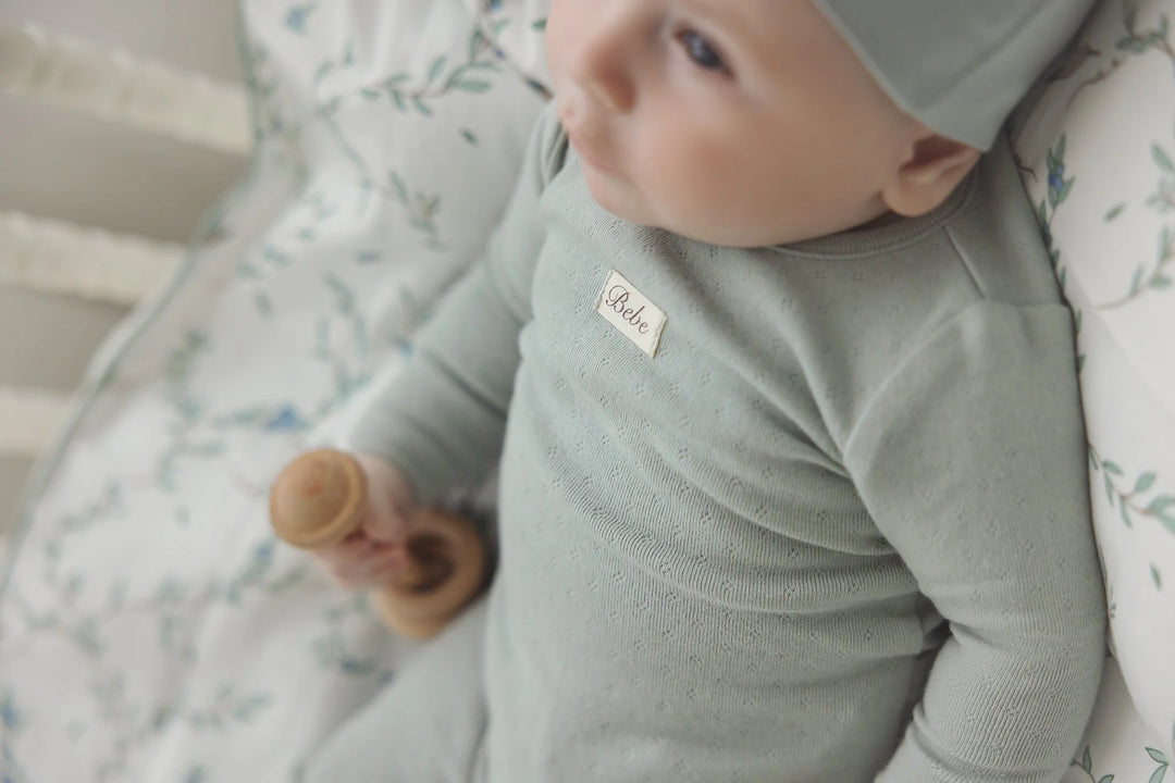 footie pointelle bebe - seafoam