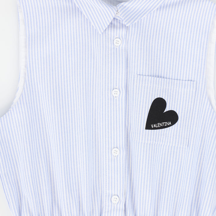 dress sleeveless striped shirt style with logo - blue