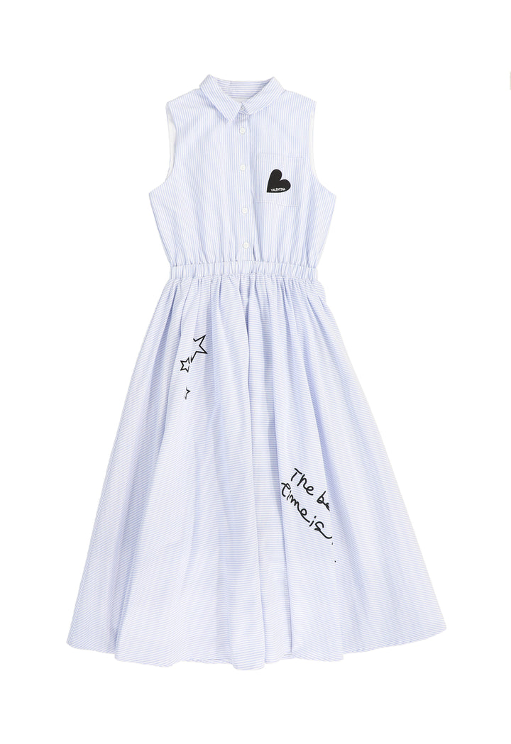 dress sleeveless striped shirt style with logo - blue