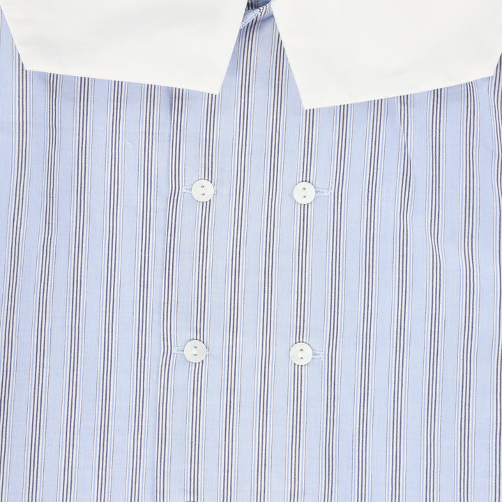 shirt s/s double button stripe - blue