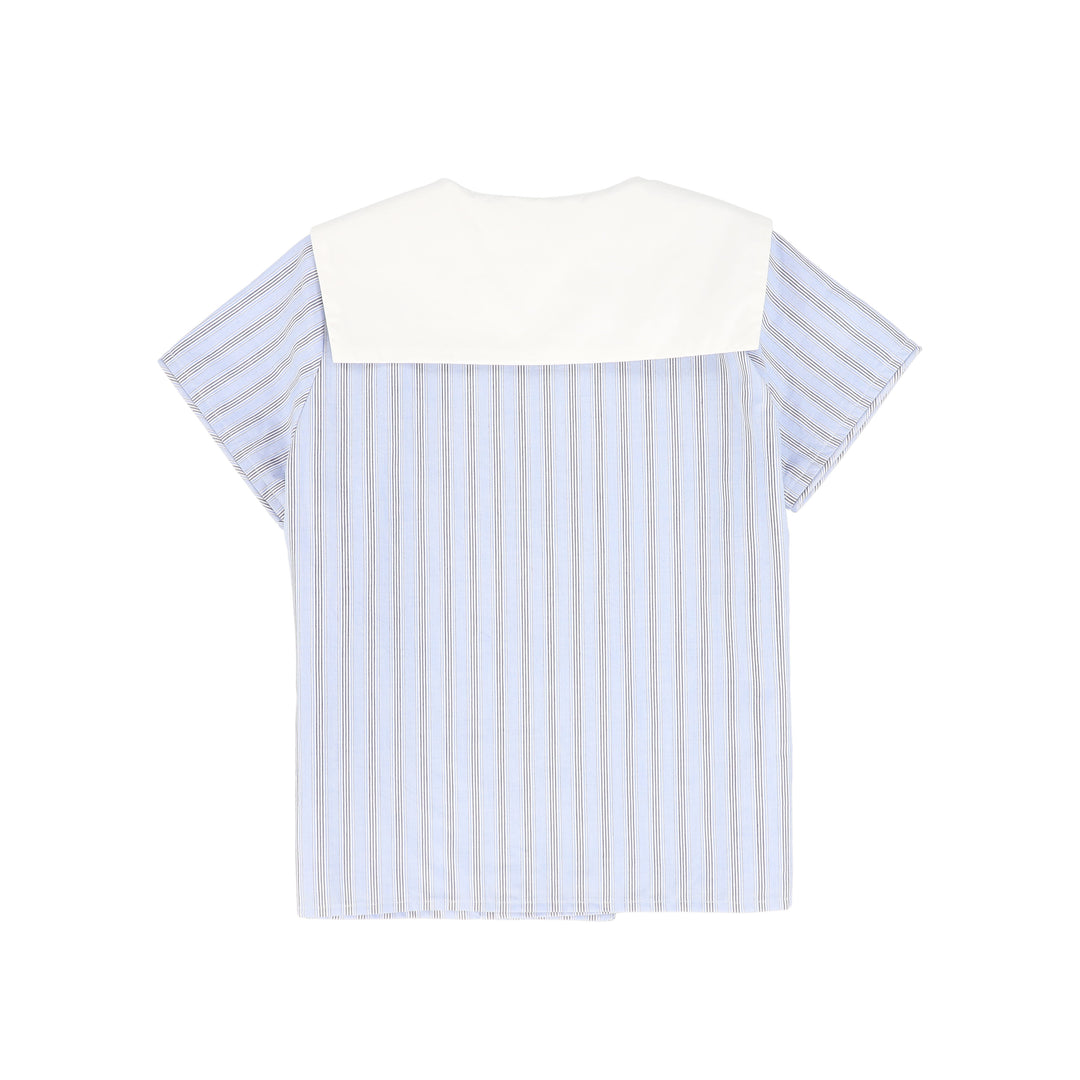 shirt s/s double button stripe - blue