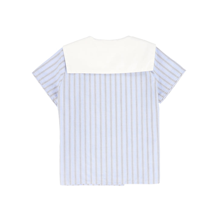 shirt s/s double button stripe - blue