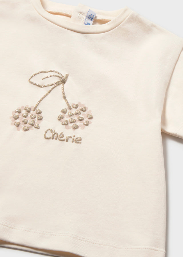 tee s/s glitter cherry - bone-078
