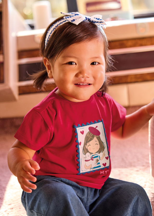 tee s/s girl stamp - red-010