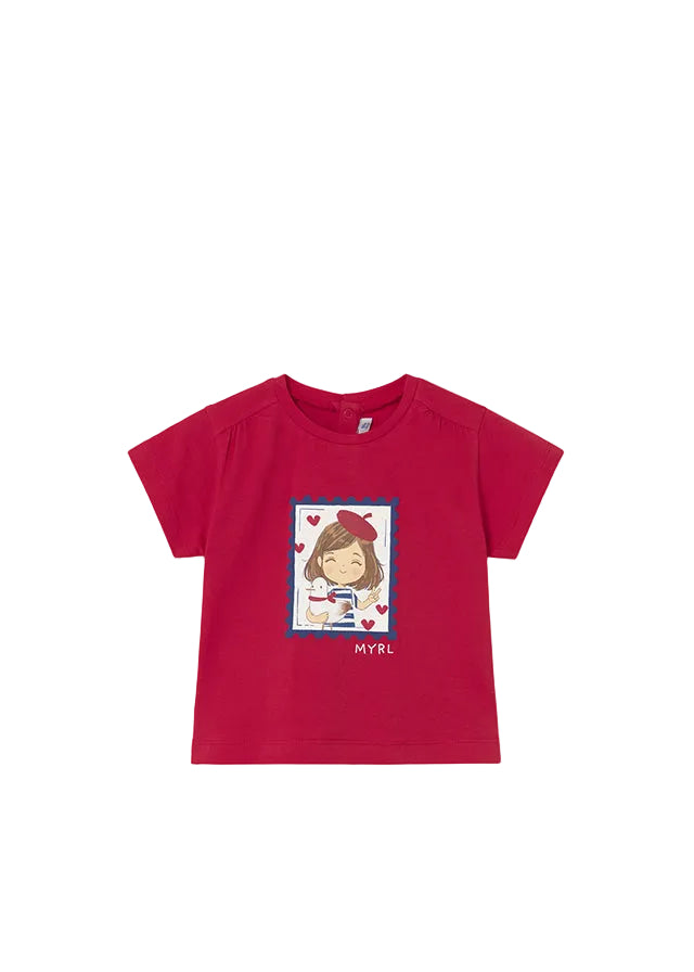 tee s/s girl stamp - red-010
