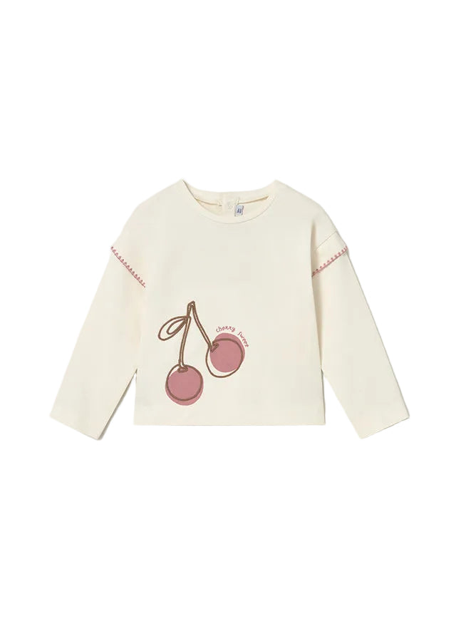 tee l/s cherry stitch - bone-030