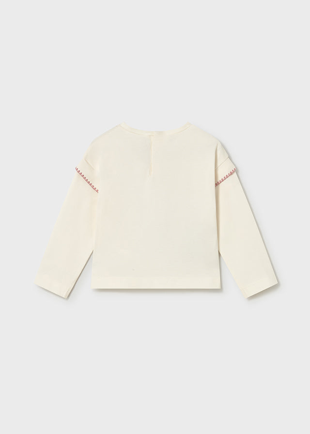 tee l/s cherry stitch - bone-030