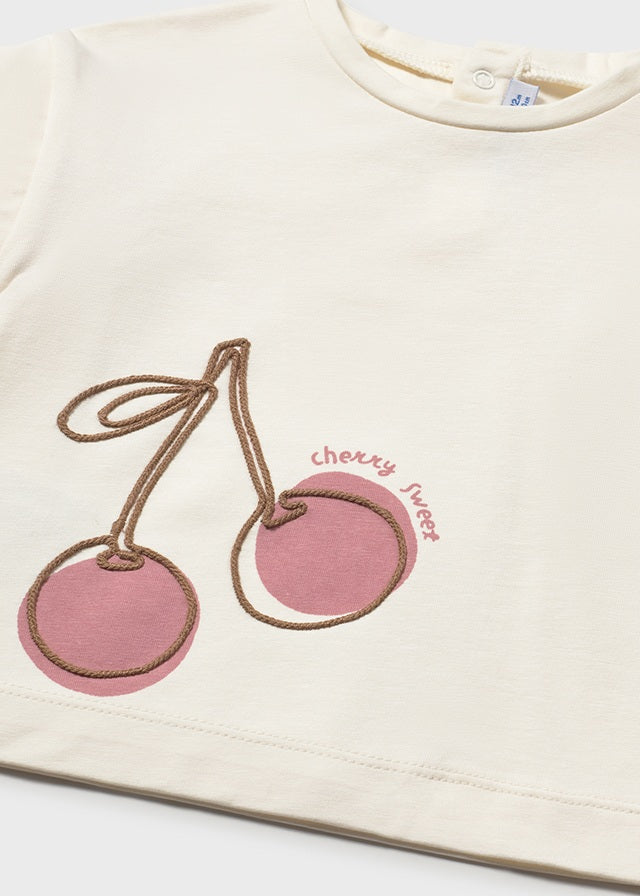 tee l/s cherry stitch - bone-030