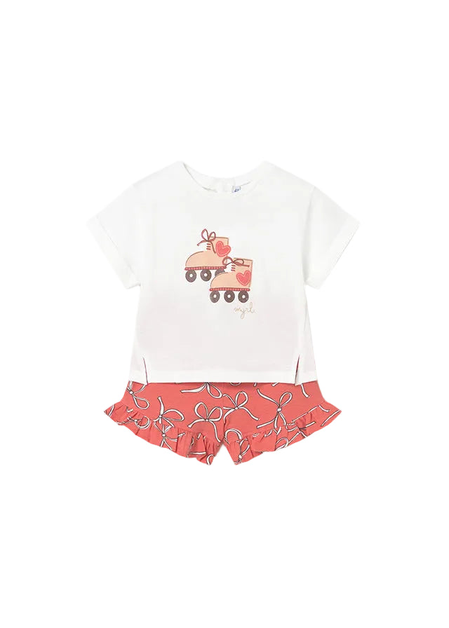 set outfit roller blade tee and bow shorts - flamingo-048