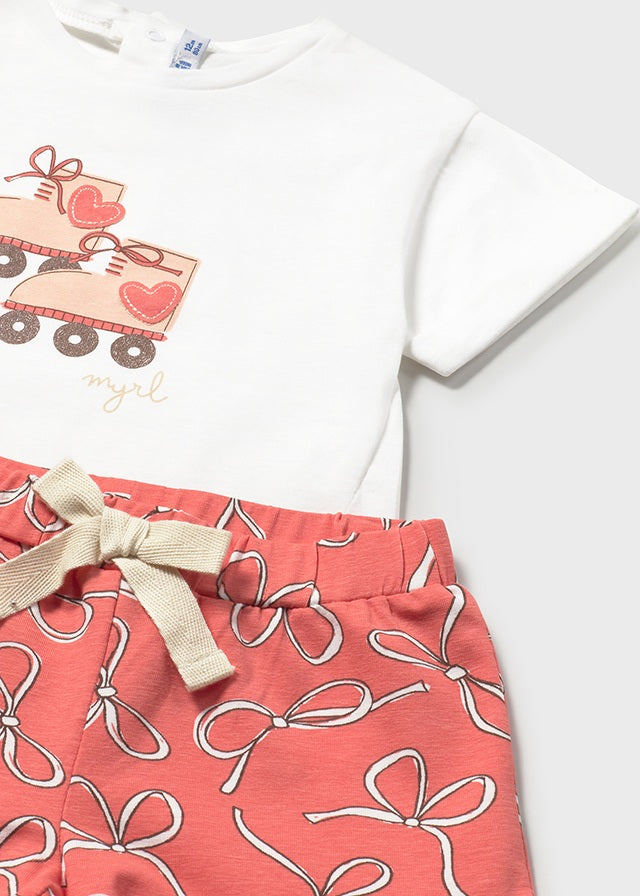 set outfit roller blade tee and bow shorts - flamingo-048