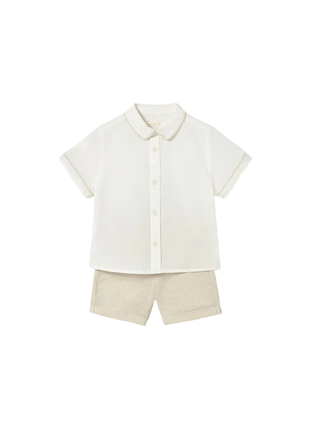 set outfit checkered trim shirt and shorts - oat-092