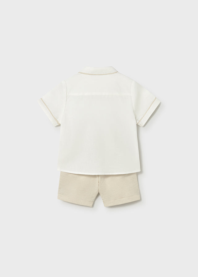 set outfit checkered trim shirt and shorts - oat-092
