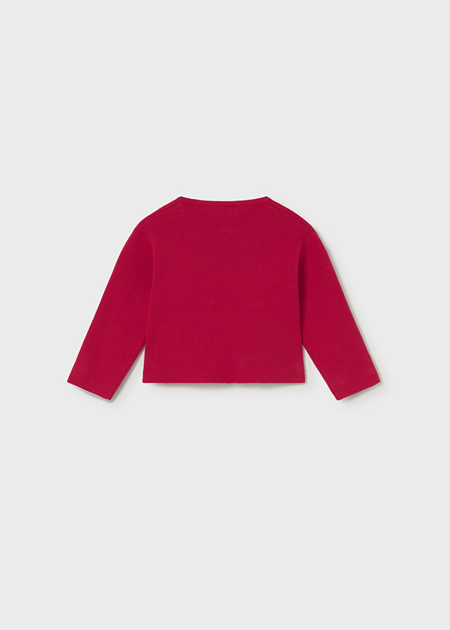 cardigan knit bow - red-050